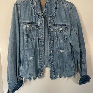 Denim & Flower Light Blue Distressed Jean Jacket